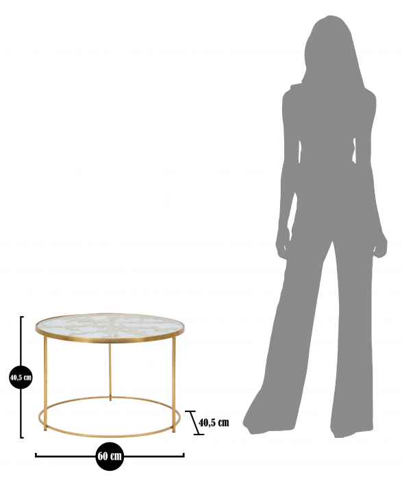 Masuta Butterflies, Fier/Sticla, Auriu, 40.5x60x60 cm [6]