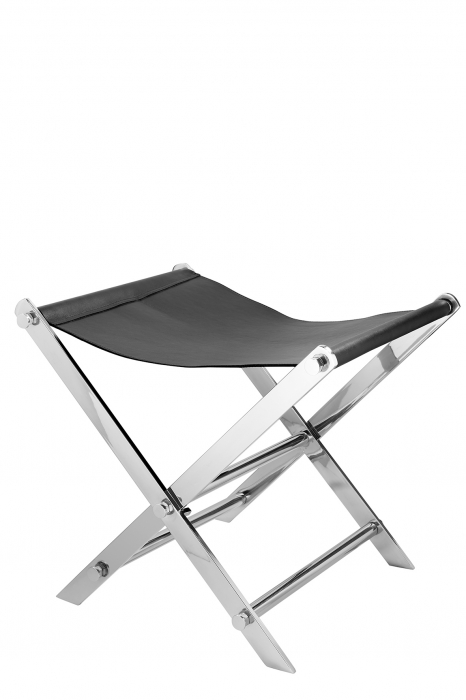 Masuta cu tava Monza, Fier/Piele/Nichel, Negru/Argintiu, 50x55x62 cm [4]