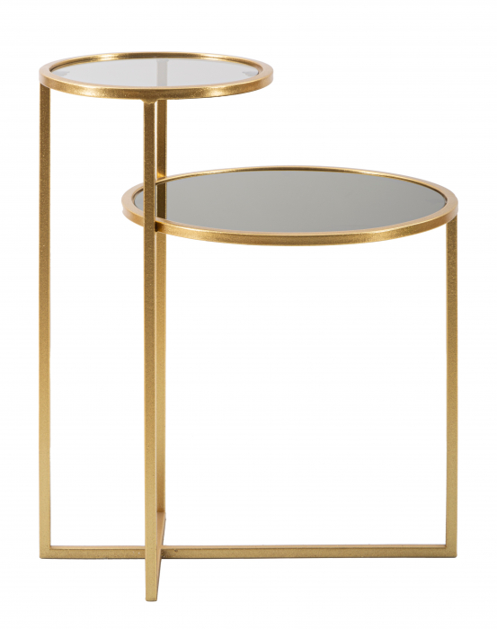 Masuta de cafea 2 Levels, Fier/Sticla, Auriu, 60.5x50x40 cm [2]