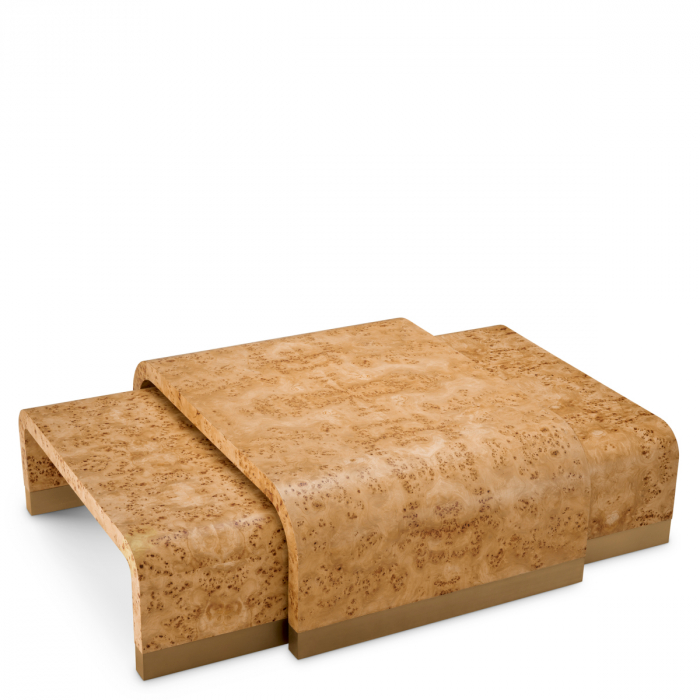 Masuta de cafea, Quinton maro deschis furnir mappa burl set de 3 [2]