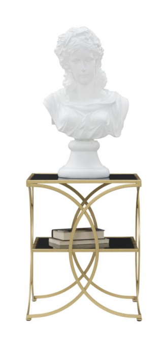 Masuta dubla, fier/MDF/oglinda, auriu/negru, 45X45X55 cm [2]