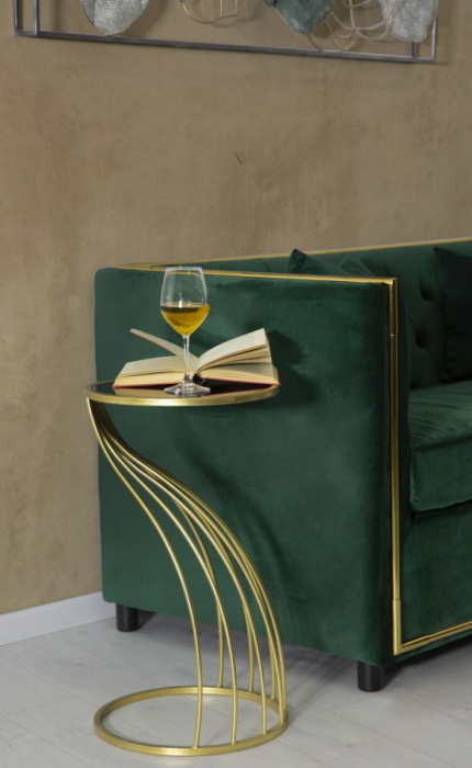 Masuta FLUSH , Metal/Sticla, Negru/Auriu, 35X60 cm [2]