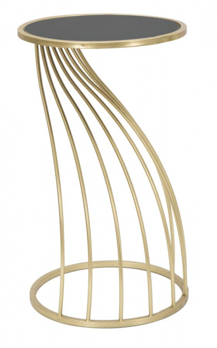 Masuta FLUSH , Metal/Sticla, Negru/Auriu, 35X60 cm [4]