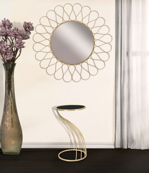 Masuta FLUSH , Metal/Sticla, Negru/Auriu, 35X60 cm [8]