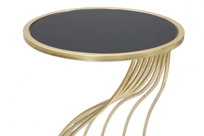 Masuta FLUSH , Metal/Sticla, Negru/Auriu, 35X60 cm [7]