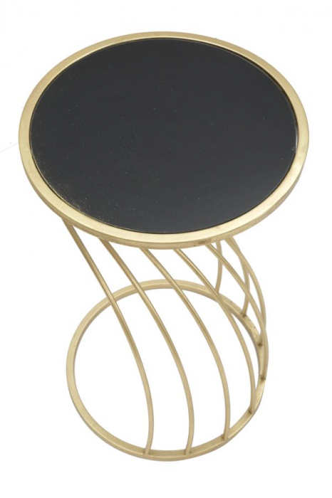 Masuta FLUSH , Metal/Sticla, Negru/Auriu, 35X60 cm [5]