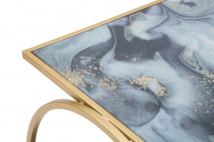 Masuta Glam , Fier/MDF/Sticla, Auriu/Multicolor, 51x50x52,5 cm [4]