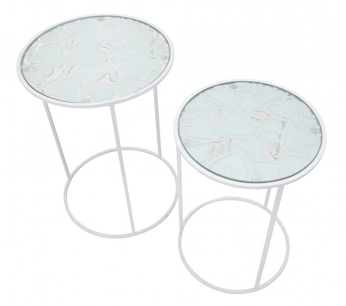 Masuta Harts Coppia, Fier/Sticla, Alb, 60/55 x43/38x43/38 cm [5]