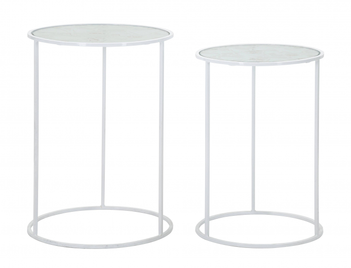 Masuta Harts Coppia, Fier/Sticla, Alb, 60/55 x43/38x43/38 cm [6]