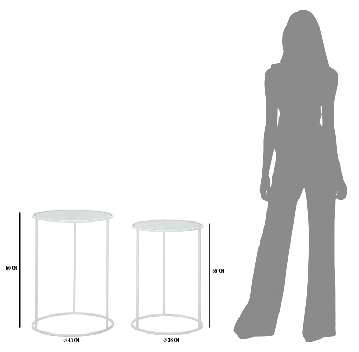 Masuta Harts Coppia, Fier/Sticla, Alb, 60/55 x43/38x43/38 cm [7]