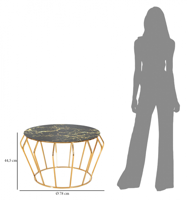 Masuta Histor, Fier/Sticla, Auriu/Negru, 78x44.8x78 cm [5]