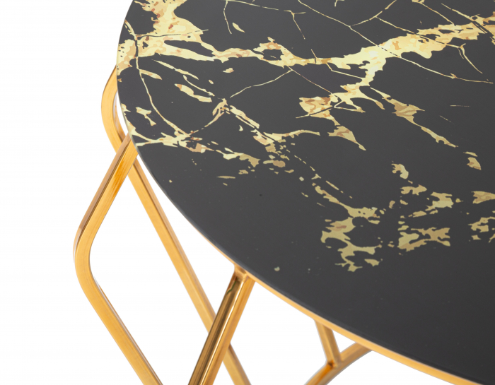 Masuta Histor, Fier/Sticla, Auriu/Negru, 78x44.8x78 cm [3]