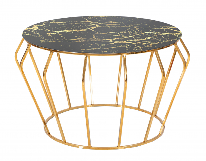 Masuta Histor, Fier/Sticla, Auriu/Negru, 78x44.8x78 cm [6]