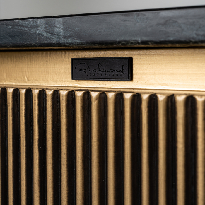 Masuta Ironville, Metal/Marmura/Lemn, Auriu/Negru, 41x90x90 cm [4]