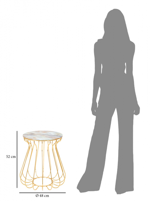 Masuta Lale, Fier/Sticla, Multicolor, 52x48 cm [2]