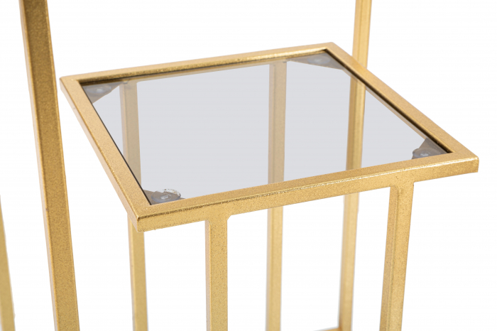 Masuta Level, Fier/Sticla, Auriu, 60x39x39 cm [2]