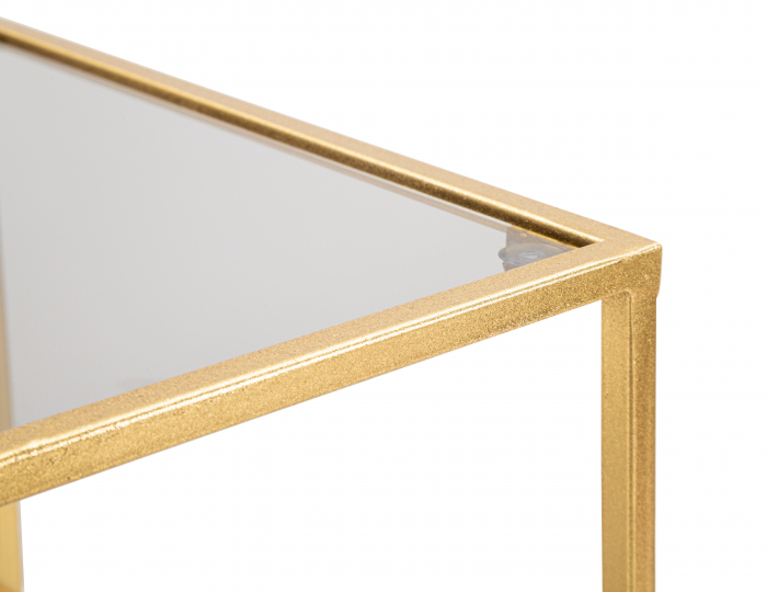 Masuta Level, Fier/Sticla, Auriu, 60x39x39 cm [3]