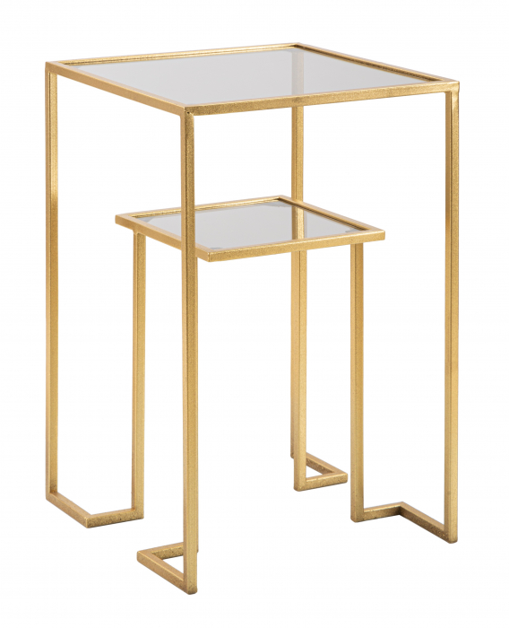 Masuta Level, Fier/Sticla, Auriu, 60x39x39 cm [7]