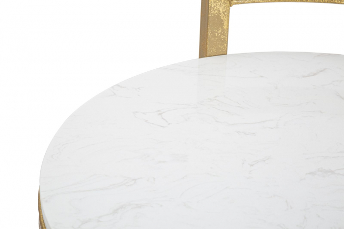 Masuta rotunda Marble, fier/marmura, auriu/alb, 40X43X50 cm [5]