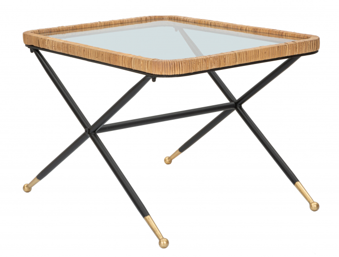 Masuta Saint Barth, Fier/Sticla/Rattan, Multicolor, 45x70x50 cm [2]