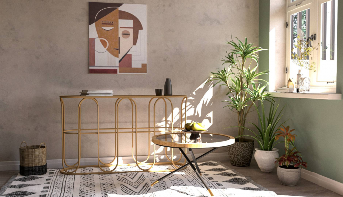 Masuta Saint Barth, Fier/Sticla/Rattan, Multicolor, 46.5x80x80 cm [2]