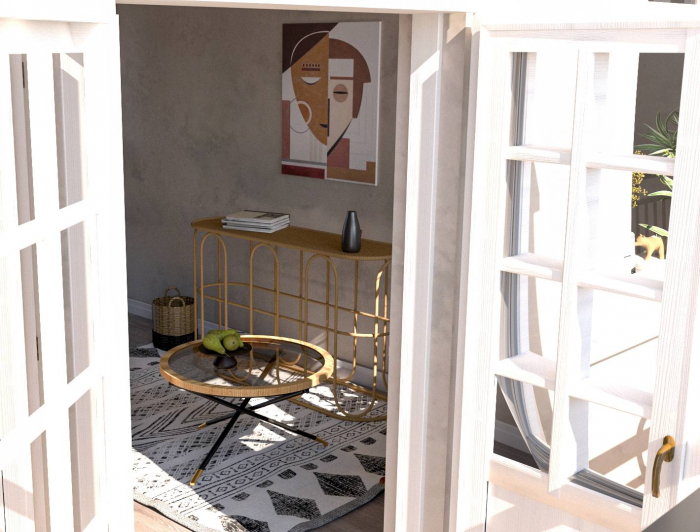 Masuta Saint Barth, Fier/Sticla/Rattan, Multicolor, 46.5x80x80 cm [5]