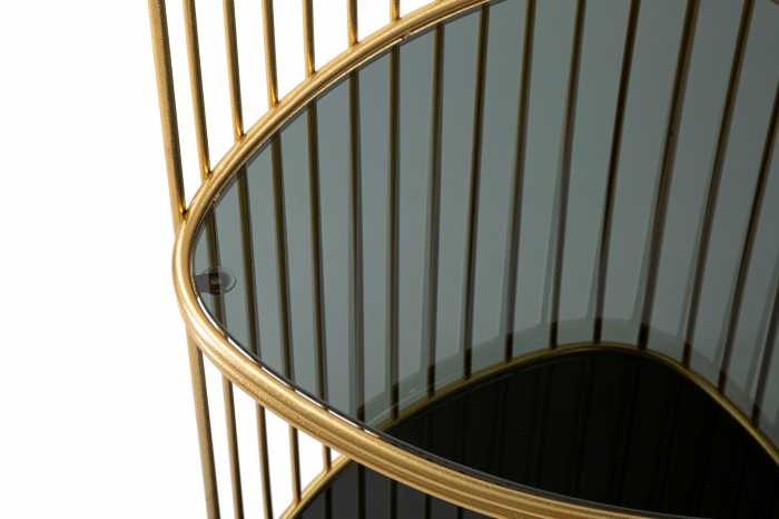 Masuta Triple, Fier/Sticla, Auriu, 80x45x45 cm [3]