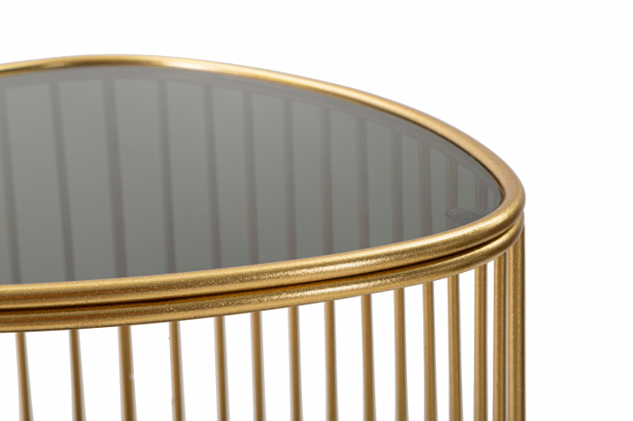 Masuta Triple, Fier/Sticla, Auriu, 80x45x45 cm [4]