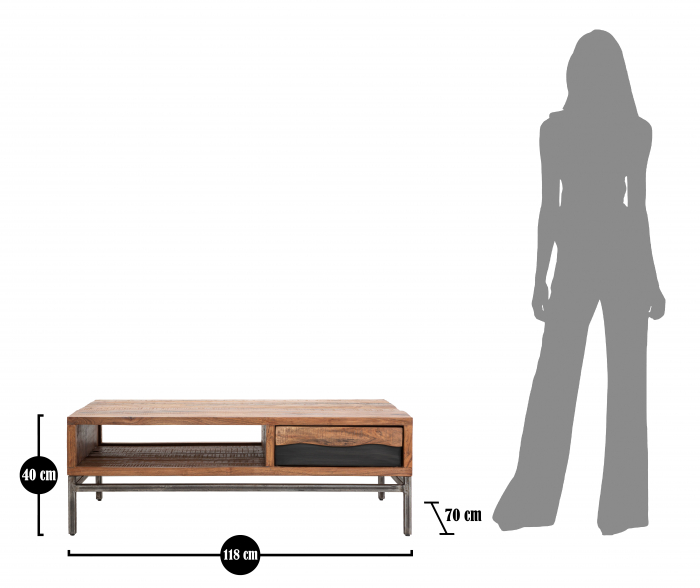 Masuta Yellowstone, Lemn , Maro/Negru, 122x74x44 cm [10]