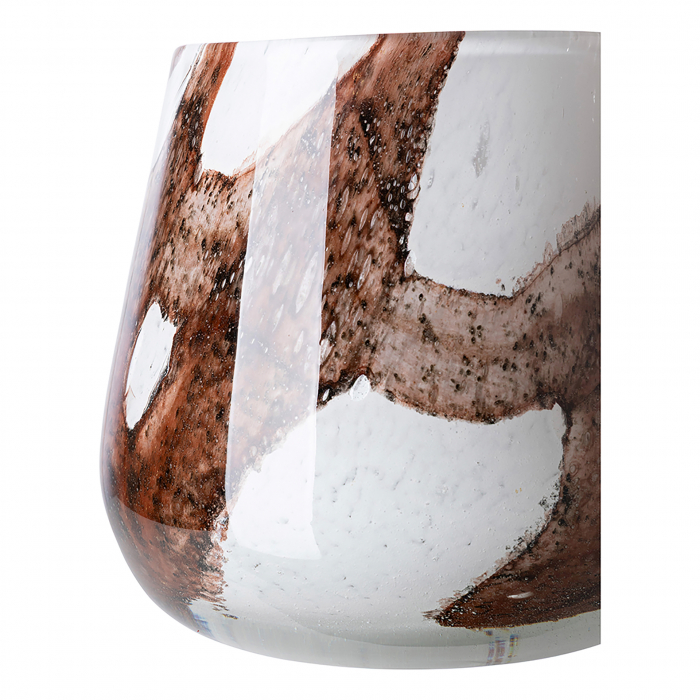 MELLA, Vază, Stormlight, Sticlă, netedă, maro, alb, L. 11 cm, l. 11 cm, H 9,5 cm, D 11 cm [3]