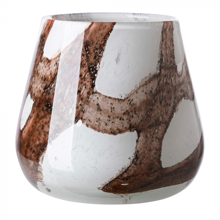 MELLA, Vază, Stormlight, Sticlă, netedă, maro, alb, L. 11 cm, l. 11 cm, H 9,5 cm, D 11 cm [2]