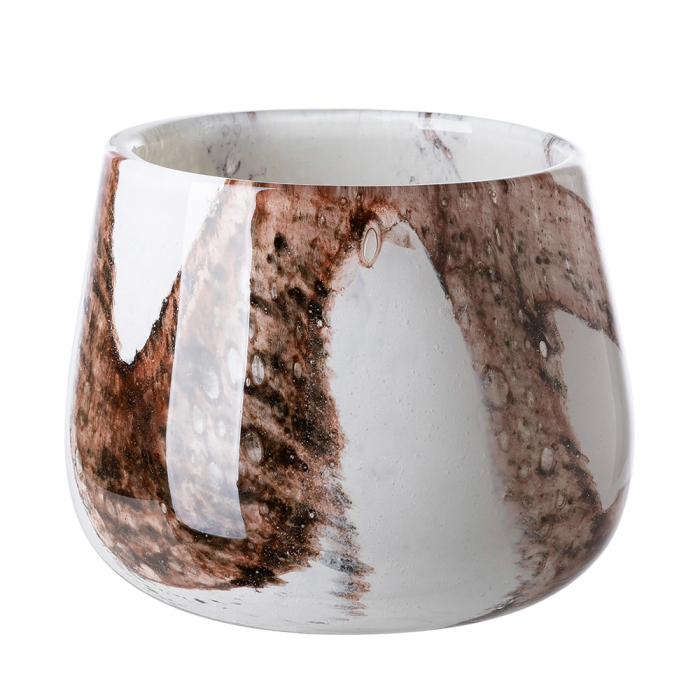 MELLA, Vază, Stormlight, Sticlă, netedă, maro, alb, L. 13,5 cm, L. 13,5 cm, H 11 cm, D 13,5 cm [2]