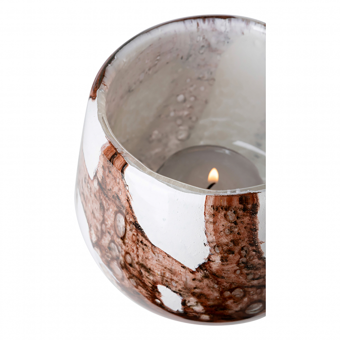 MELLA, Vază, Stormlight, Sticlă, netedă, maro, alb, L. 13,5 cm, L. 13,5 cm, H 11 cm, D 13,5 cm [4]