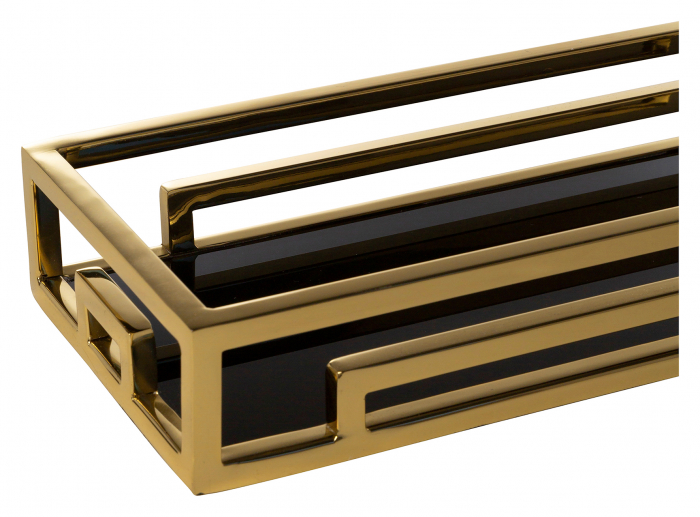 MERANO, Tava din sticlă, auriu, Sticlă neagra, 40x15x6 cm [4]