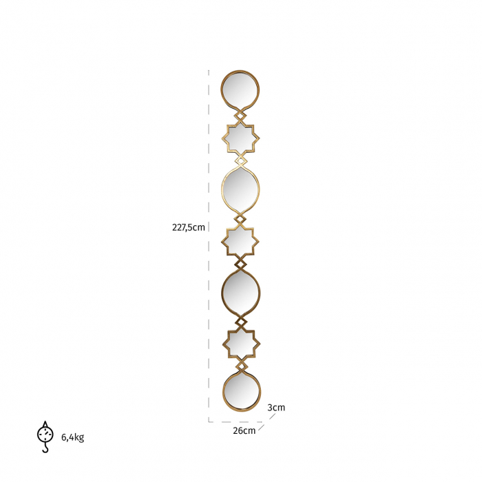 Oglindă Babice (Auriu), Dims: 227.5 x 26.0 x 3.0 cm [3]