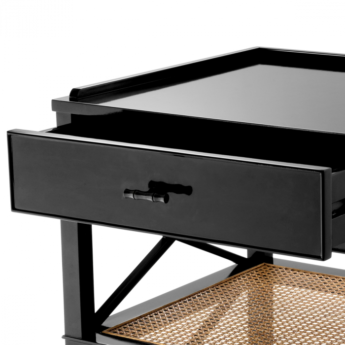 Noptieră, Bahamas din trestie natura cu finisaj negru , Dims: L. 60 | W. 56 | H. 76 (CM) [5]