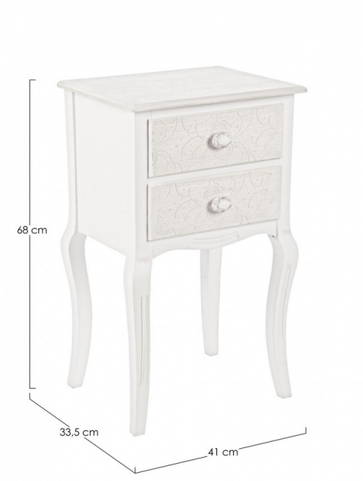 Noptiera CLORINE, lemn, alb, 41x33.5x68cm [2]