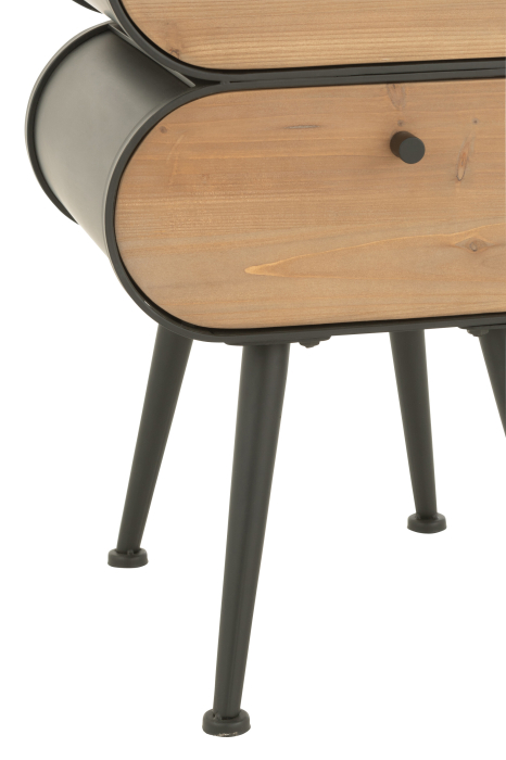 Noptiera din lemn de brad si metal, negru/bej deschis [5]