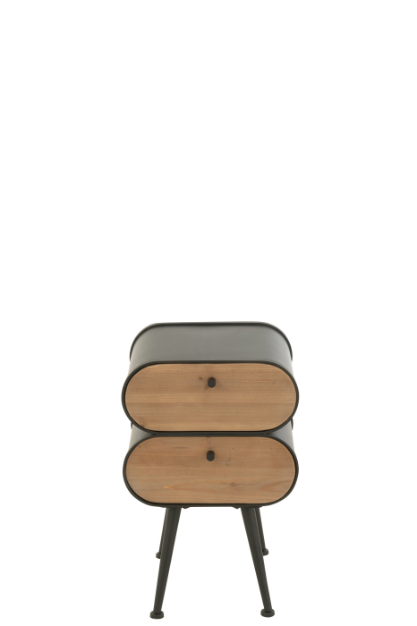 Noptiera din lemn de brad si metal, negru/bej deschis [2]