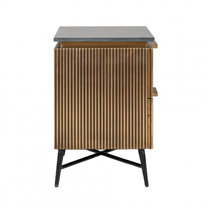 Noptiera Ironville, Metal/MDF/Marmura, Bronz/Negru, 58x50.5x40.5 cm [2]