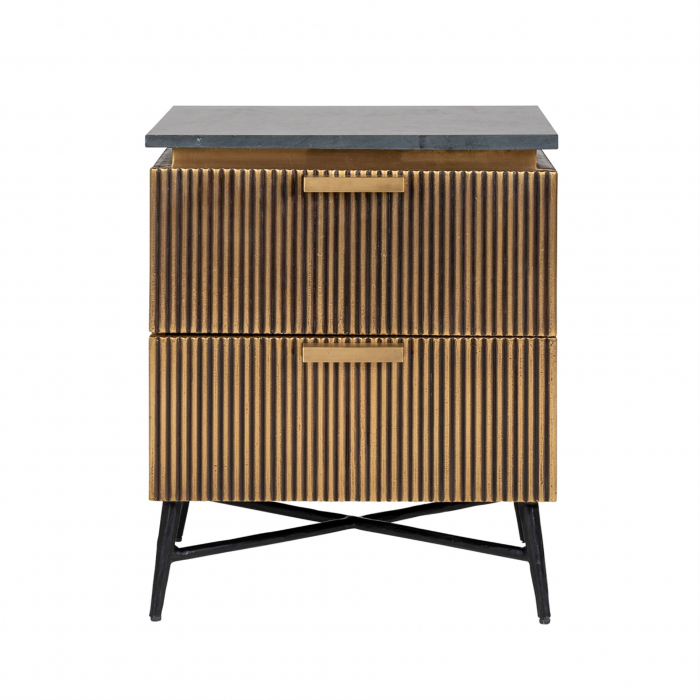 Noptiera Ironville, Metal/MDF/Marmura, Bronz/Negru, 58x50.5x40.5 cm [4]