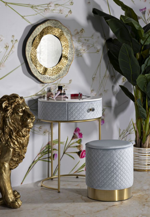 Noptiera/masa de toaleta cu puf, Vellit, albastru deschis, 52x70 cm - 36x39 cm [8]