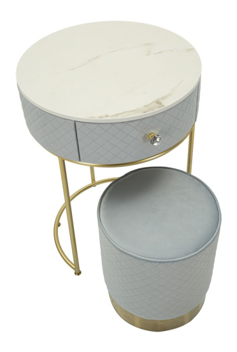 Noptiera/masa de toaleta cu puf, Vellit, albastru deschis, 52x70 cm - 36x39 cm [4]