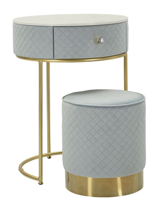 Noptiera/masa de toaleta cu puf, Vellit, albastru deschis, 52x70 cm - 36x39 cm [2]