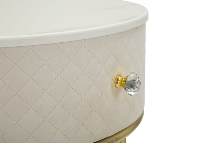 Noptiera/masa de toaleta cu puf Vellit, crem cm ø 52x70 - ø 36x39 [6]