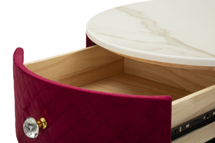 Noptiera/masa de toaleta Vellit, rosu cu puf, ø 52x70 cm - ø 36x39 cm [5]