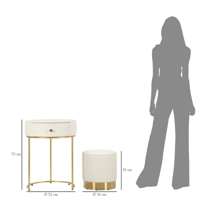 Noptiera/masuta de toaleta cu puf, SHARON cm ø 52x70 - ø 36x39 [10]