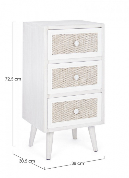 Noptiera Montiel, Lemn, Alb, 38x30.5x72.5 cm [2]
