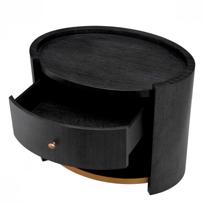 Noptieră, Rosemberg, furnir din stejar, gri carbune, Dims: W. 80 | D. 56 | H. 60.5  (CM) [5]