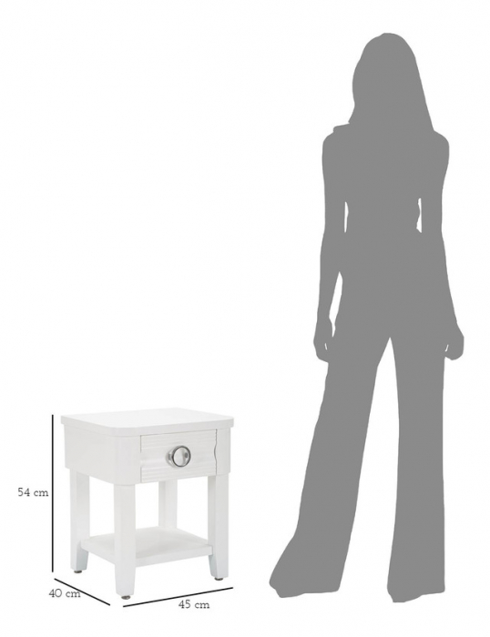 Noptiera Shine, Lemn/MDF/Metal, Alb, 54x45x40 cm [10]